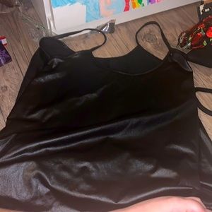 LG shiny Black Spaghetti Tank